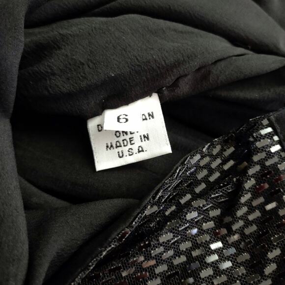 RICHARD TYLER Vintage 1990's Little Black Dress Sexy Sheer Sequin Cocktail Dress - Picture 10 of 10